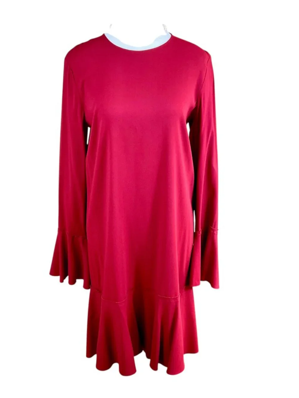 theory flared dress in crepe Flared Dress in Admiral Crepe in Rice | Women's Elegant Work Dress